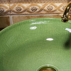 Hand Painting Bathroom Ceramic Wash Basin Sinks Antique Countertop