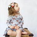 Children Girls Autumn Wear Cotton Long Sleeves Dress Cute Cartoon Fox Baby Girl 