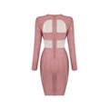 Pink Long Sleeves Fashion Bandage Dress with Mesh Details 4