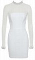 White Sexy Long Sleeves Bandage Dress with Mesh Details 5