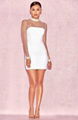 White Sexy Long Sleeves Bandage Dress with Mesh Details 1