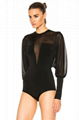 Long Sleeves Black Bodysuit with Mesh Details 2