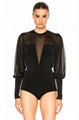 Long Sleeves Black Bodysuit with Mesh