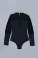 Long Sleeves Black Bodysuit with Mesh Details 6