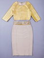 Long Sleeves Golden Bandage Dress Formal Dress 3