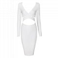 Long Sleeves V neck Cross Over Bandage Dress Stylish Designer Dress 3