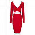 Long Sleeves V neck Cross Over Bandage Dress Stylish Designer Dress 7