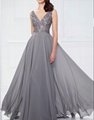 Silver Chiffon V Neck Prom Bridesmaid Dress 5