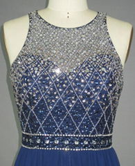 High-grade Halter Beading Sequin Backless Prom Dress