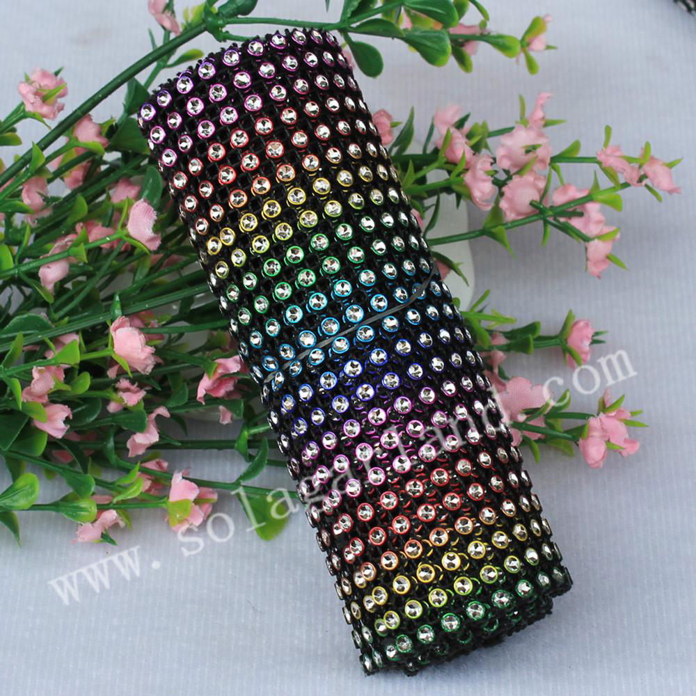 24Row Rainbow Crystal Diamond Rhinestone Ribbon Mesh 4