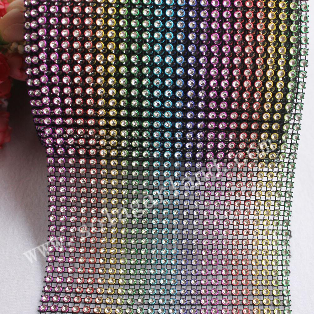 24Row Rainbow Crystal Diamond Rhinestone Ribbon Mesh 3