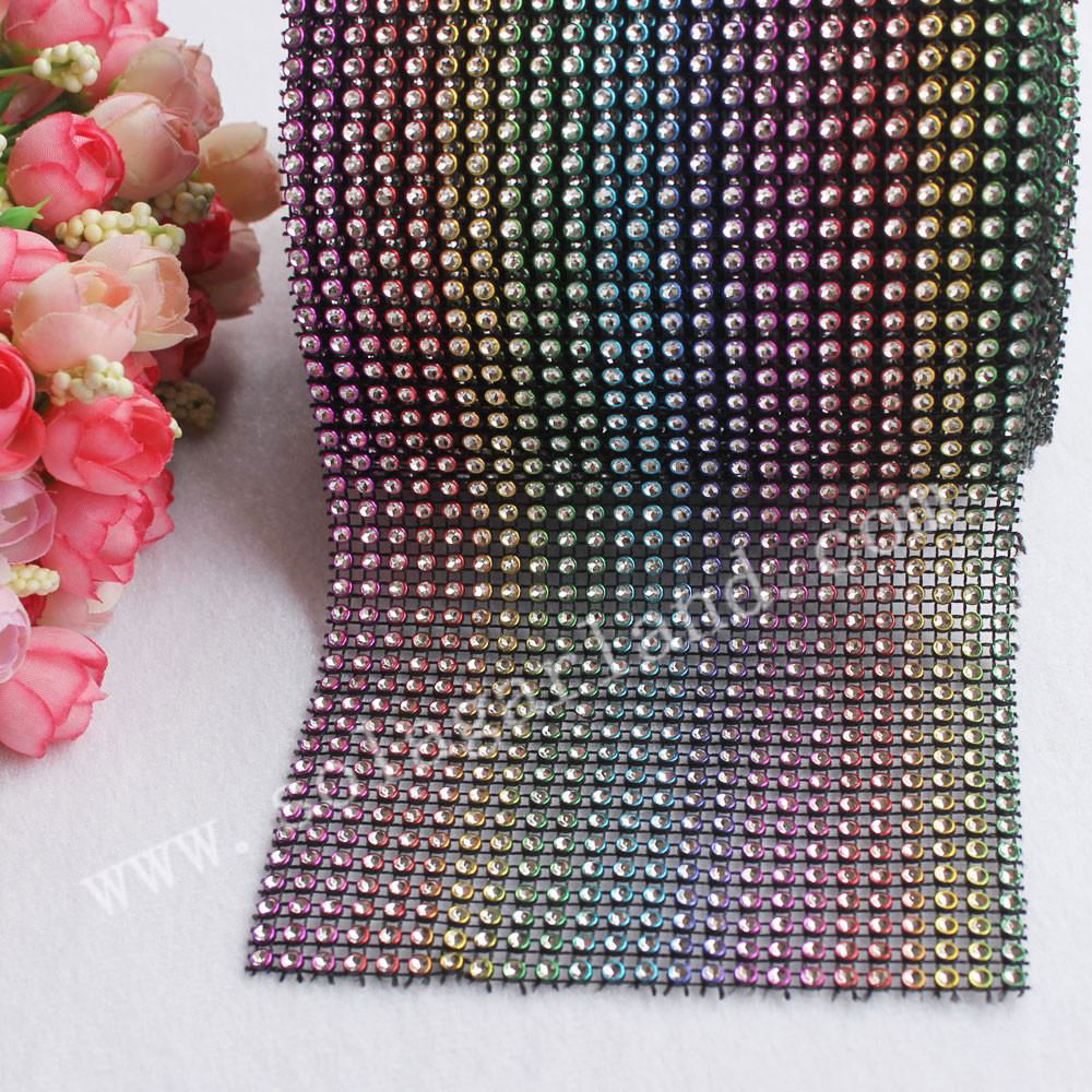 24Row Rainbow Crystal Diamond Rhinestone Ribbon Mesh 2