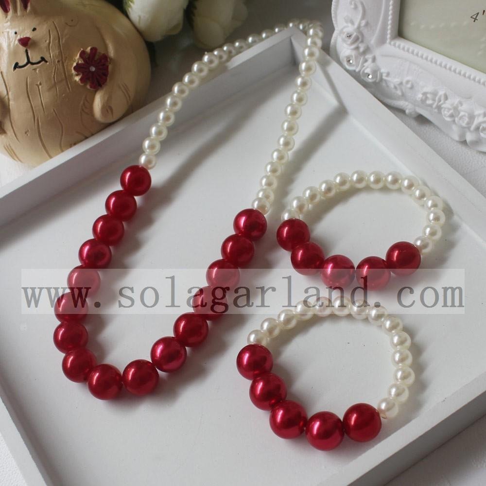 Baby Girl Toddler Imitation Pearl Round Chunky Bead Necklace 5