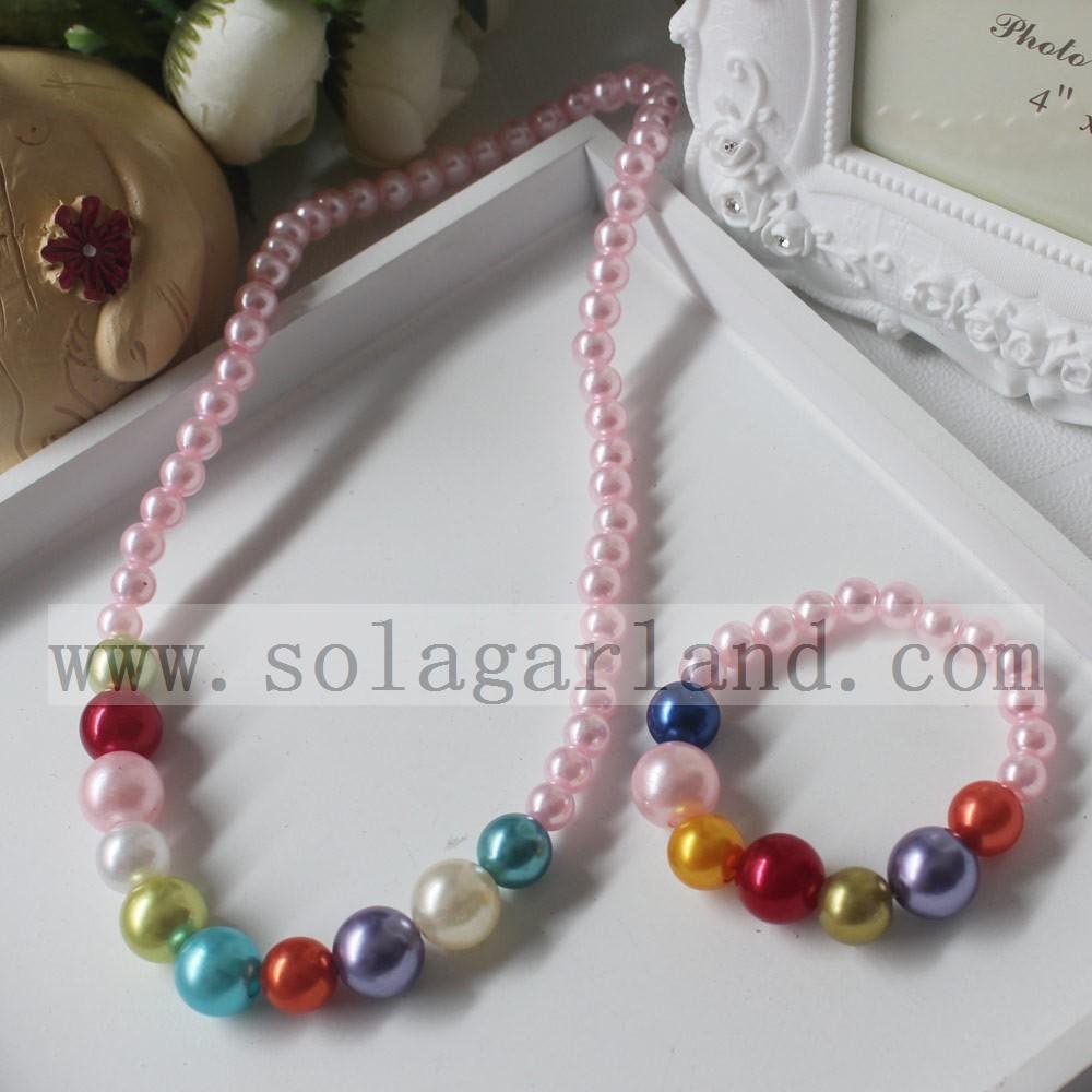 Baby Girl Toddler Imitation Pearl Round Chunky Bead Necklace 3