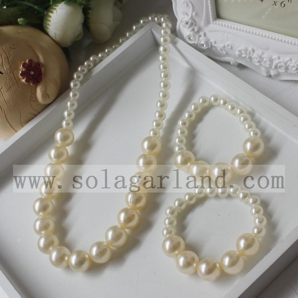 Baby Girl Toddler Imitation Pearl Round Chunky Bead Necklace 2