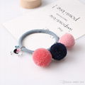 Cute Warm Artificial Bunny Ball Girl Wearing Headband 2