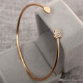  Bracelet Heart Shaped  With Diamond Open Bracelet Peach Heart Alloy Gold Plated 3