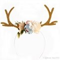 The New Headbands Elk Antlers Ears Flower Christmas Gift  3