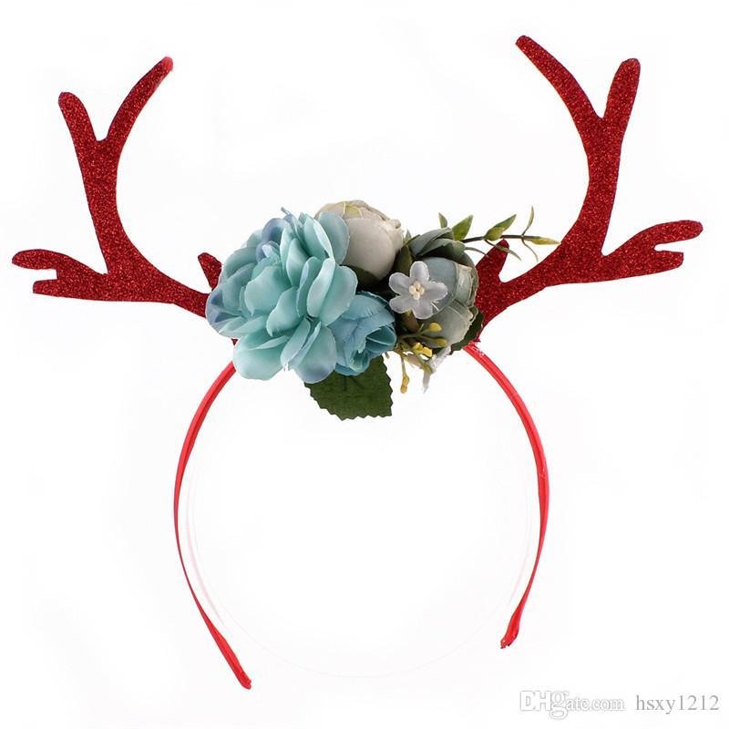 The New Headbands Elk Antlers Ears Flower Christmas Gift  4
