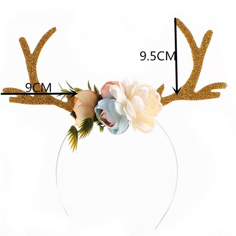 The New Headbands Elk Antlers Ears Flower Christmas Gift  5