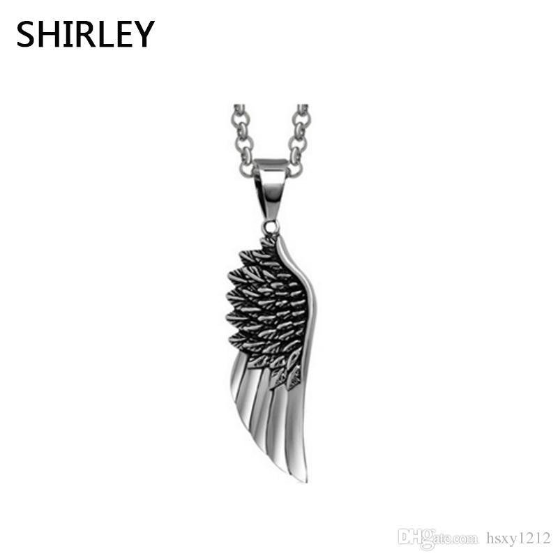 SHIRLEY Men's Necklace Angel Wing Pendant Retro Individuality Hollow Out