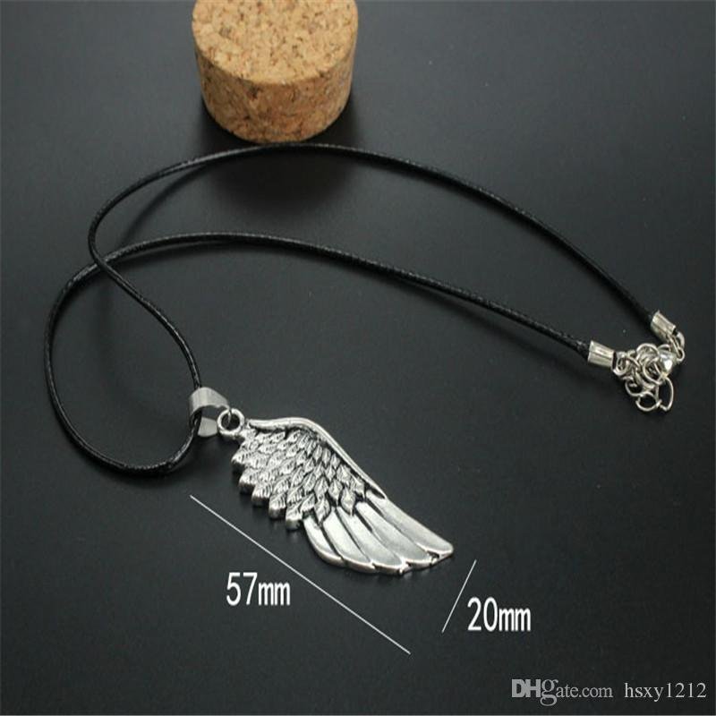 SHIRLEY Men's Necklace Angel Wing Pendant Retro Individuality Hollow Out 3