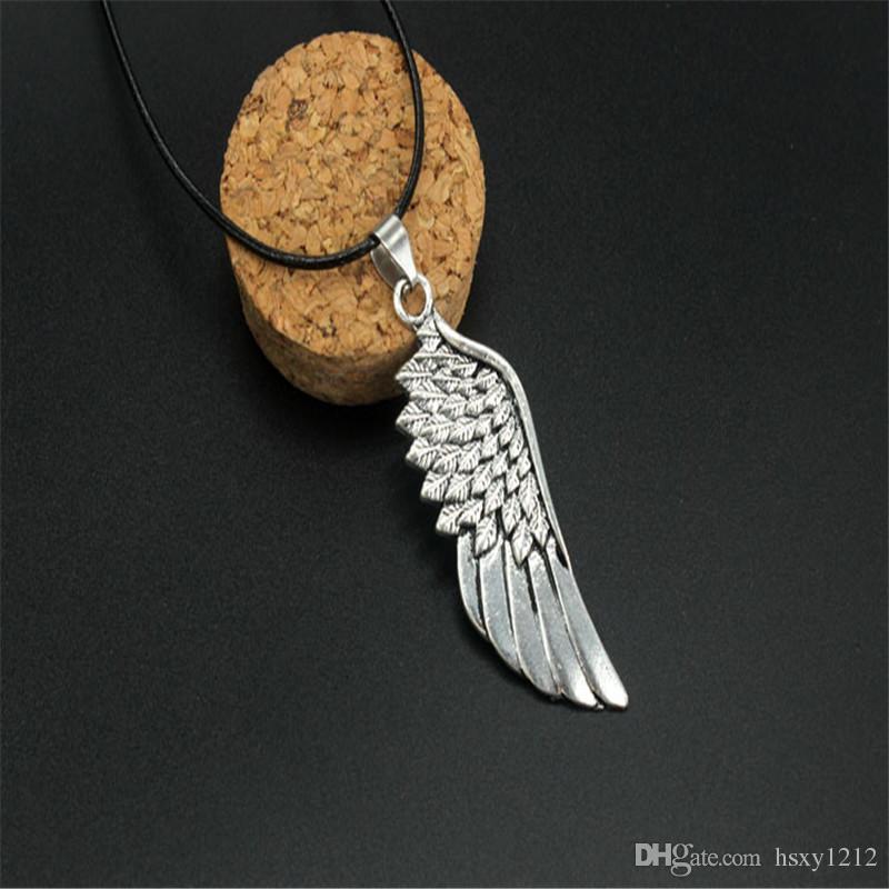 SHIRLEY Men's Necklace Angel Wing Pendant Retro Individuality Hollow Out 4