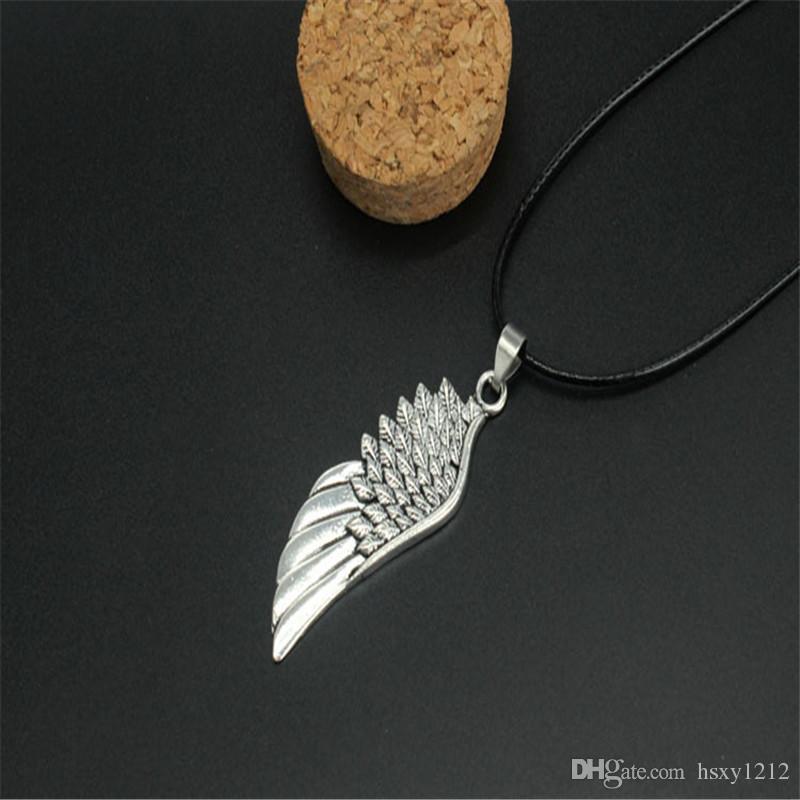 SHIRLEY Men's Necklace Angel Wing Pendant Retro Individuality Hollow Out 5