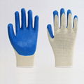 Cotton Liner Blue Latex Coating Smooth Safety Gloves 5