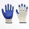 Cotton Liner Blue Latex Coating Smooth Safety Gloves 4