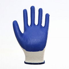 Cotton Liner Blue Latex Coating Smooth Safety Gloves