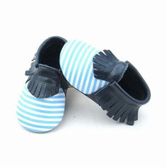 Unisex Crib Shoes Stripes Baby Moccasins