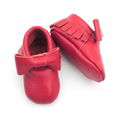 Leather Moccasins Soft Red Baby Shoes 4