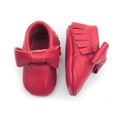 Leather Moccasins Soft Red Baby Shoes 2