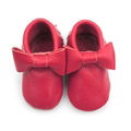 Leather Moccasins Soft Red Baby Shoes 1