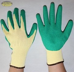 10 gauge 5 threads polycotton crinkle finish latex coated gloves