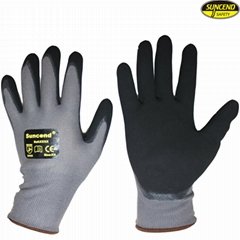 Firm grip 13g polyester sandy double nitrile coated gloves