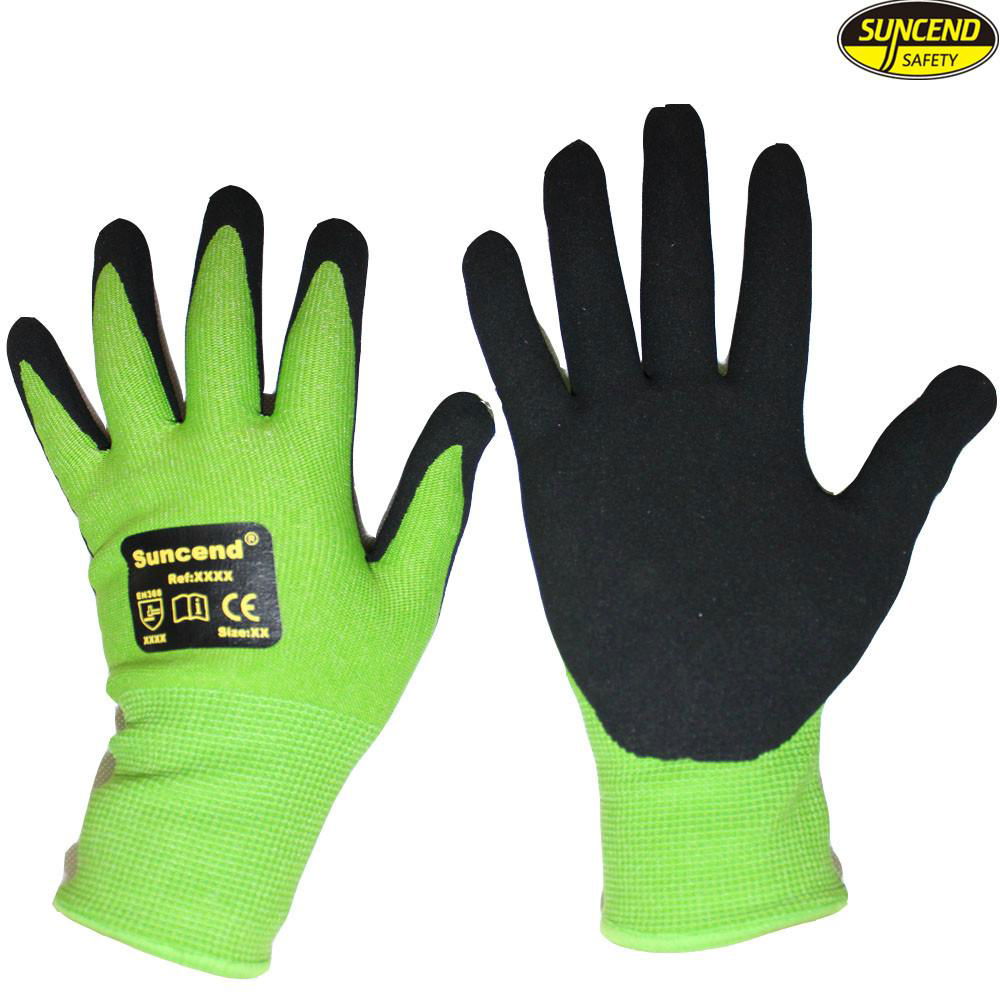 Firm grip 13g polyester sandy double nitrile coated gloves 2