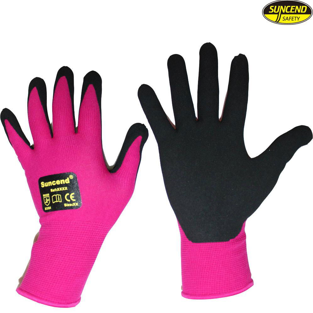 Firm grip 13g polyester sandy double nitrile coated gloves 3