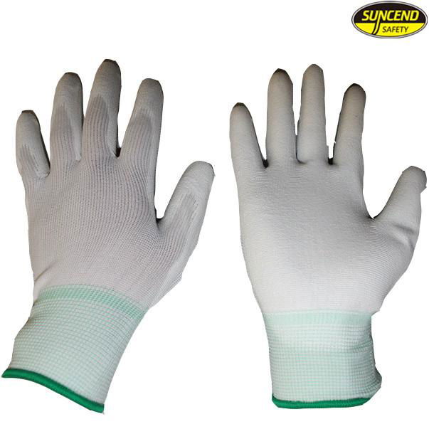 13g polyester white PU coated gloves