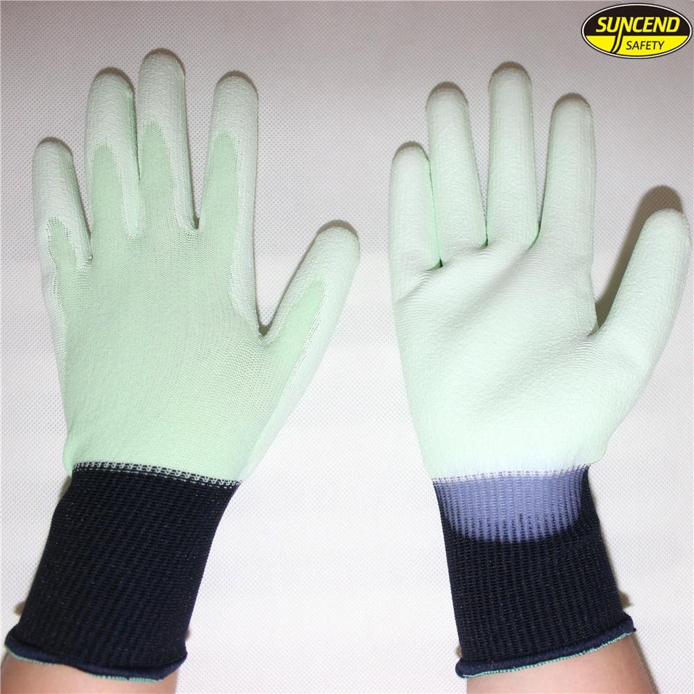 13g polyester white PU coated gloves 4