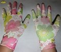 Anti static colorful polyester liner PU coated gloves 4