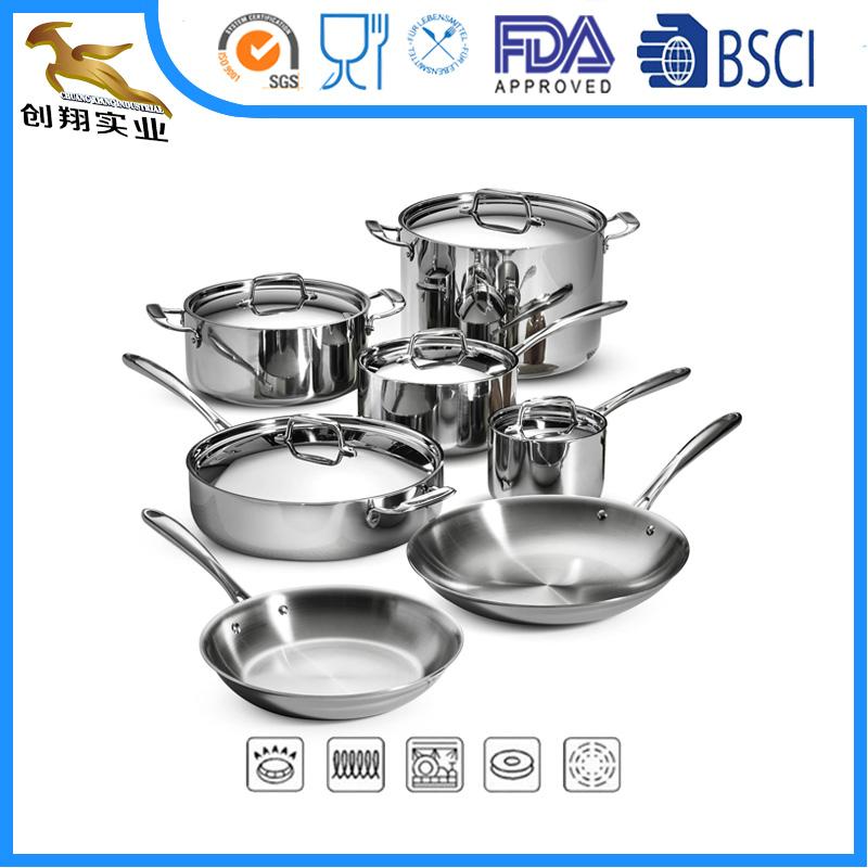 Tri-Ply Stainless Steel Cookware Set 12piece All Clad