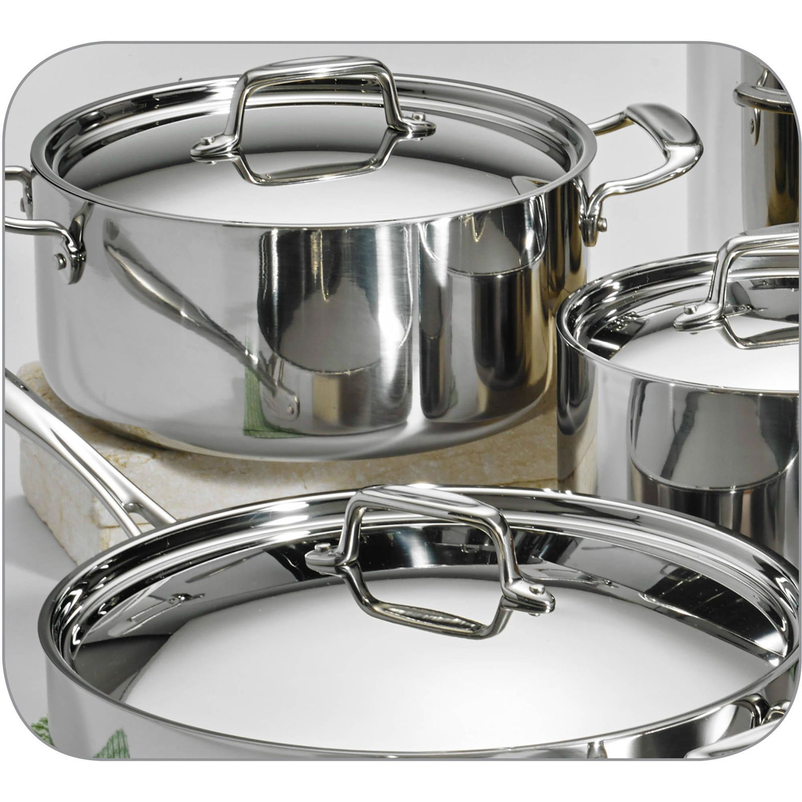 Tri-Ply Stainless Steel Cookware Set 12piece All Clad 4