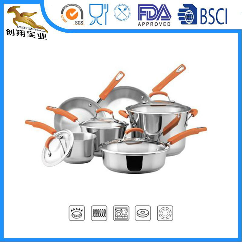 304 Stainless Steel Cookware Set Frying Pans and Pots 10Piece 