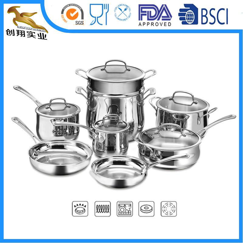 18/10 High quality Stainless Steel Cookware Sets 13pc