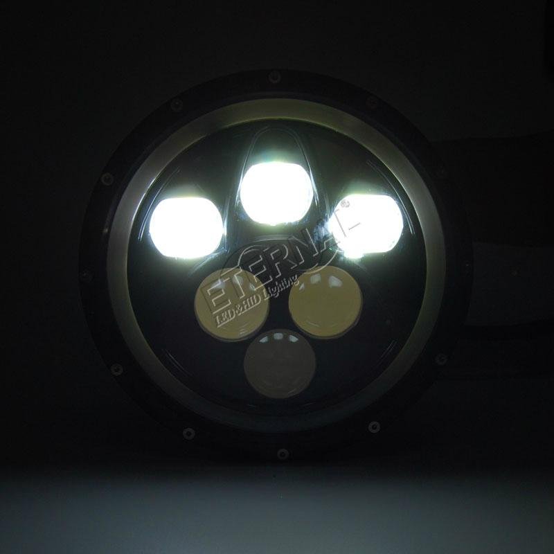 60W 7inch round LED headlight dual sealed beam with angel eyes 3