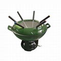 Black Coating Cast Iron Fondue Pot Set 2