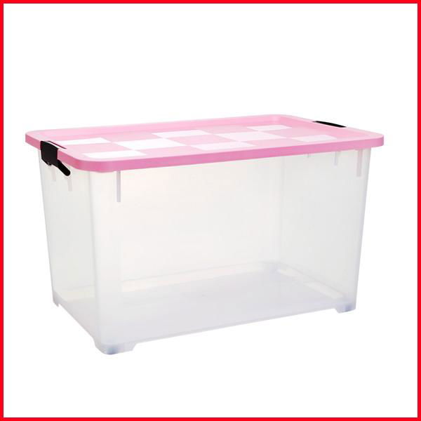 Transparent 70L Household Essentials Nested Storage Boxes Bins with Li 5