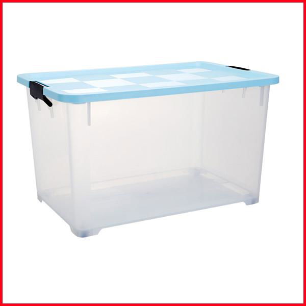 Transparent 70L Household Essentials Nested Storage Boxes Bins with Li 4